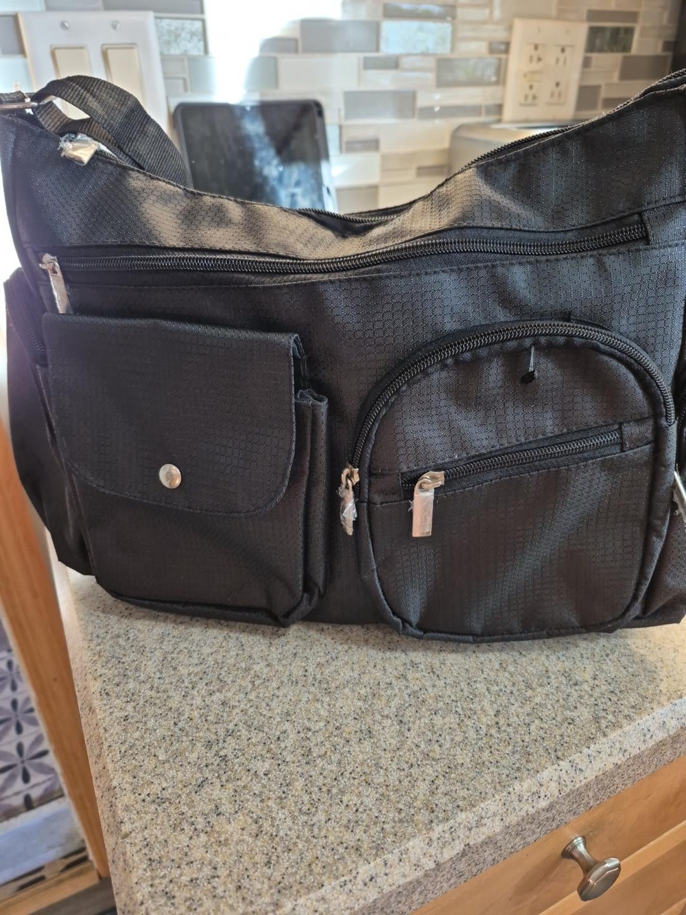 Gold Coast Black Multi-Pocket Shoulder Bag NWT